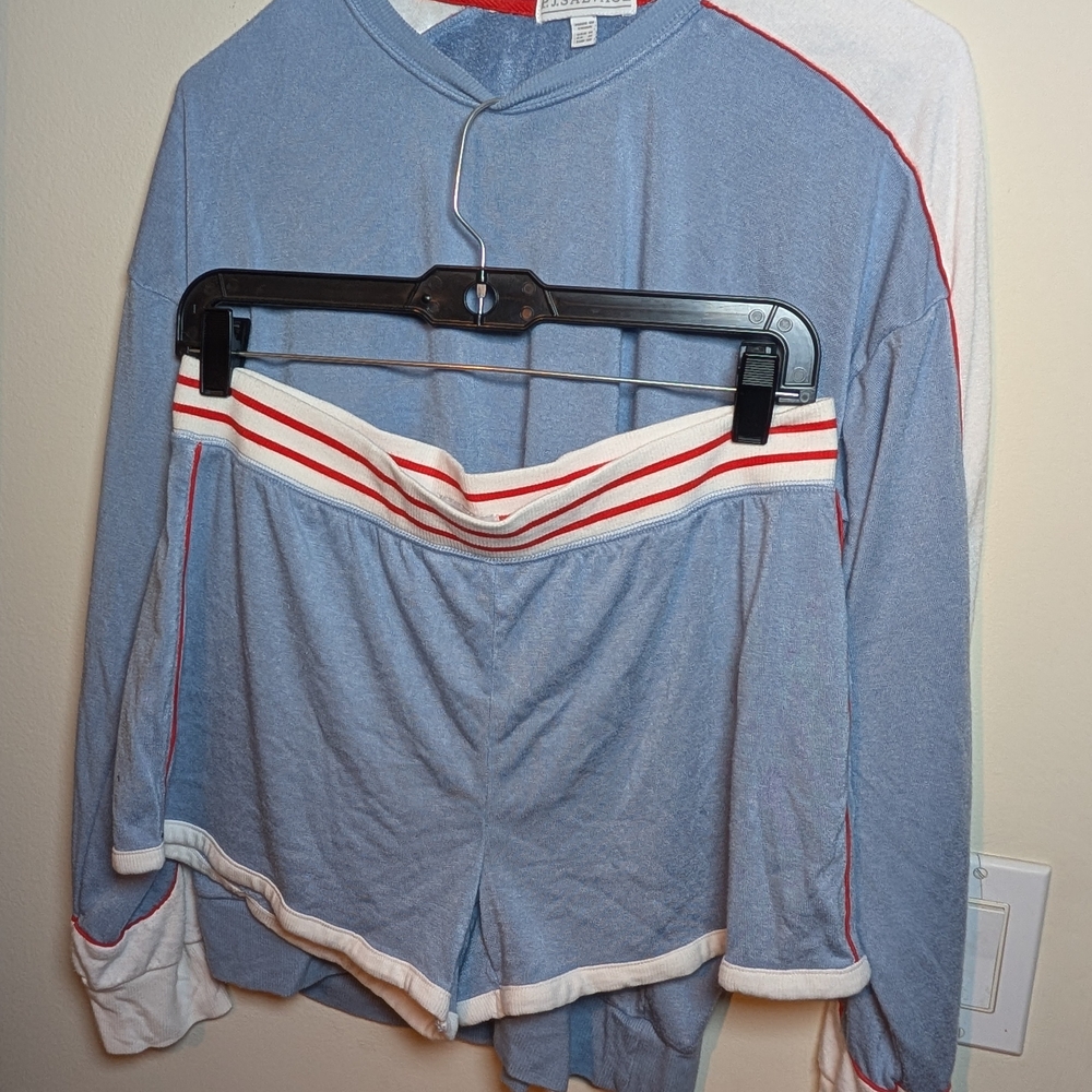 PJ Salvage Light Blue Lounge Pants with Red Drawstring